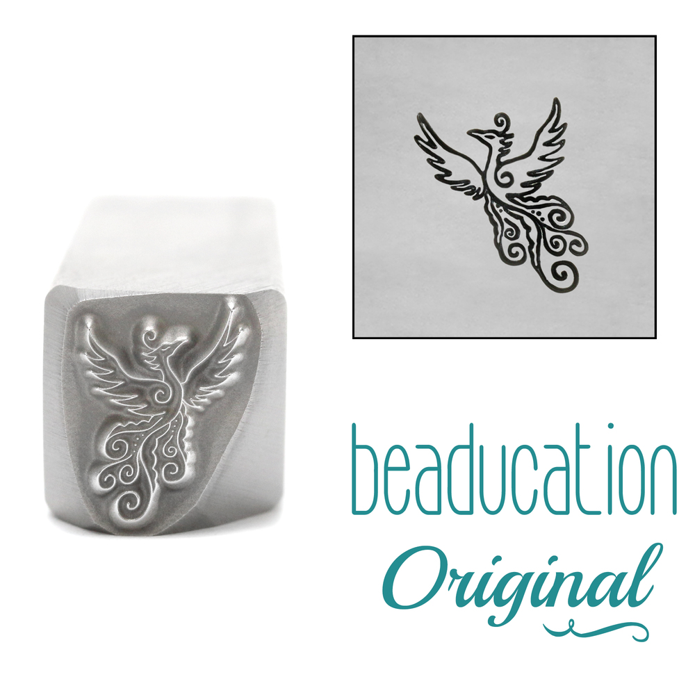 Metal Stamping Tools Phoenix Flying Left Metal Design Stamp, 11mm - Beaducation Original